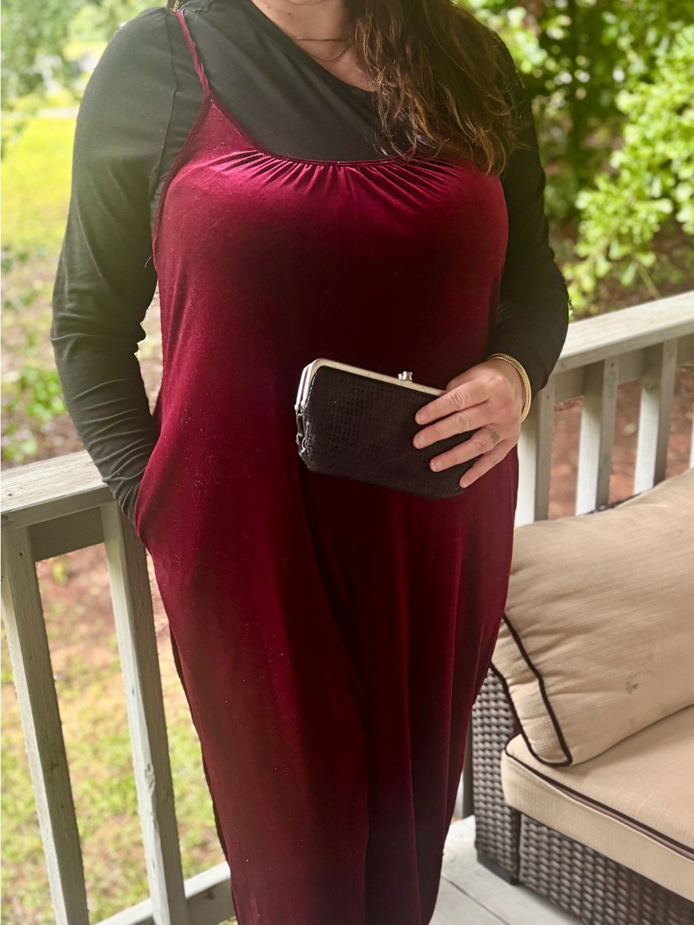 Emery Rose 2XL Burgundy Velvet Wide Leg Jumpsuit Romper Plus Size
